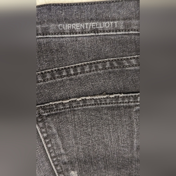 EUC Current/Elliott washed black raw/cuffed hem distressed straight leg cropped - Picture 5 of 10